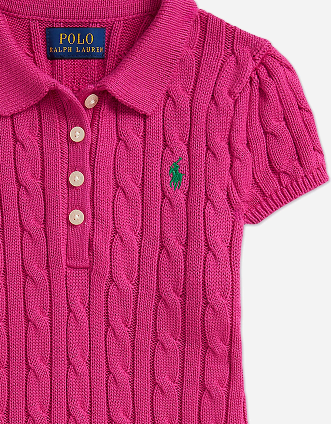 Girls Classic Cable Knit Dress in Pink