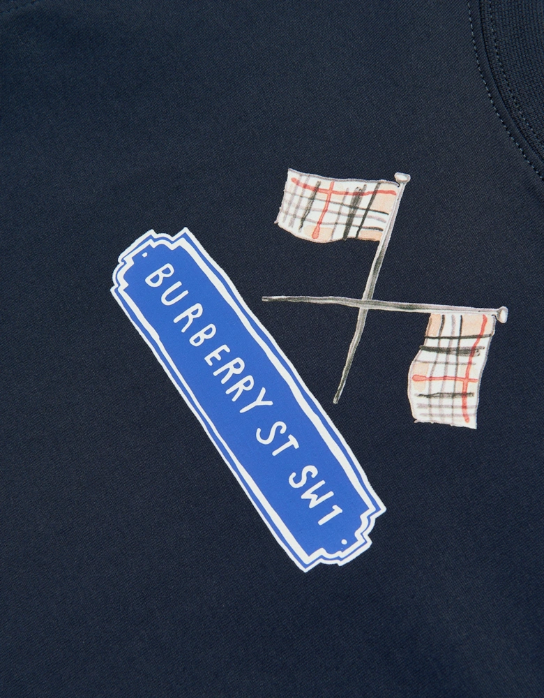 Boys Cedar Flag Icon T-Shirt in Navy