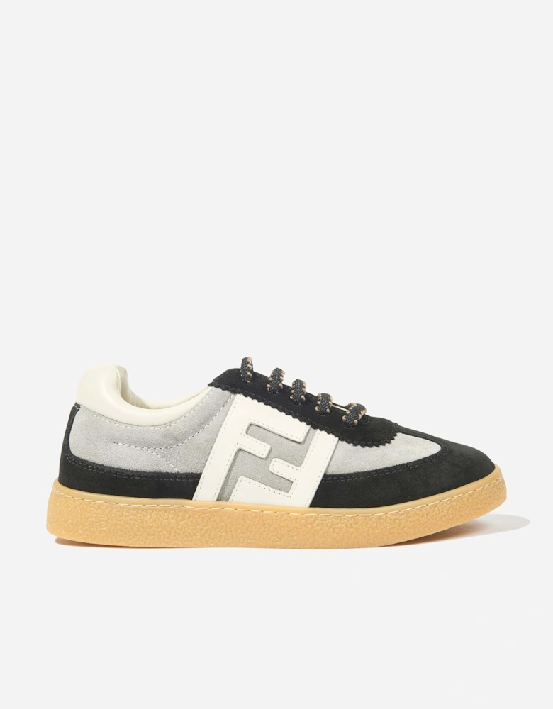 Kids Leather FF Logo Trainers in Black