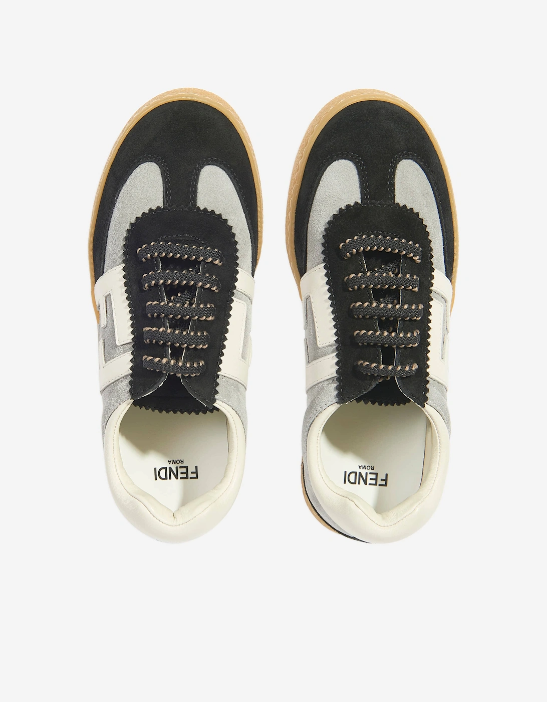 Kids Leather FF Logo Trainers in Black