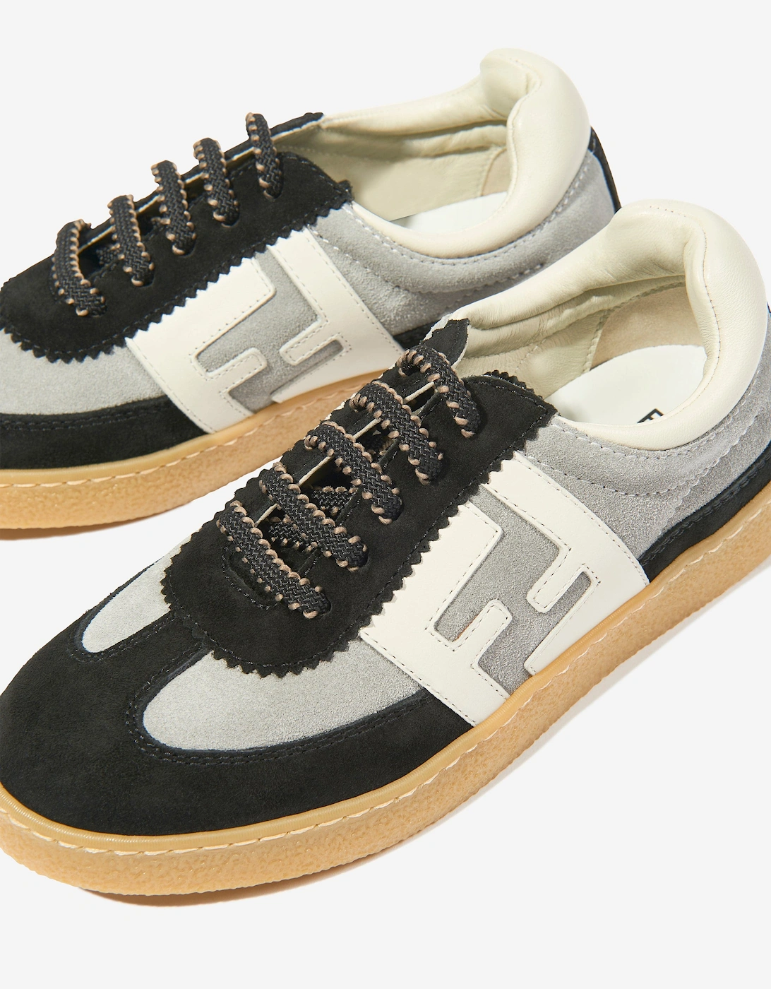 Kids Leather FF Logo Trainers in Black
