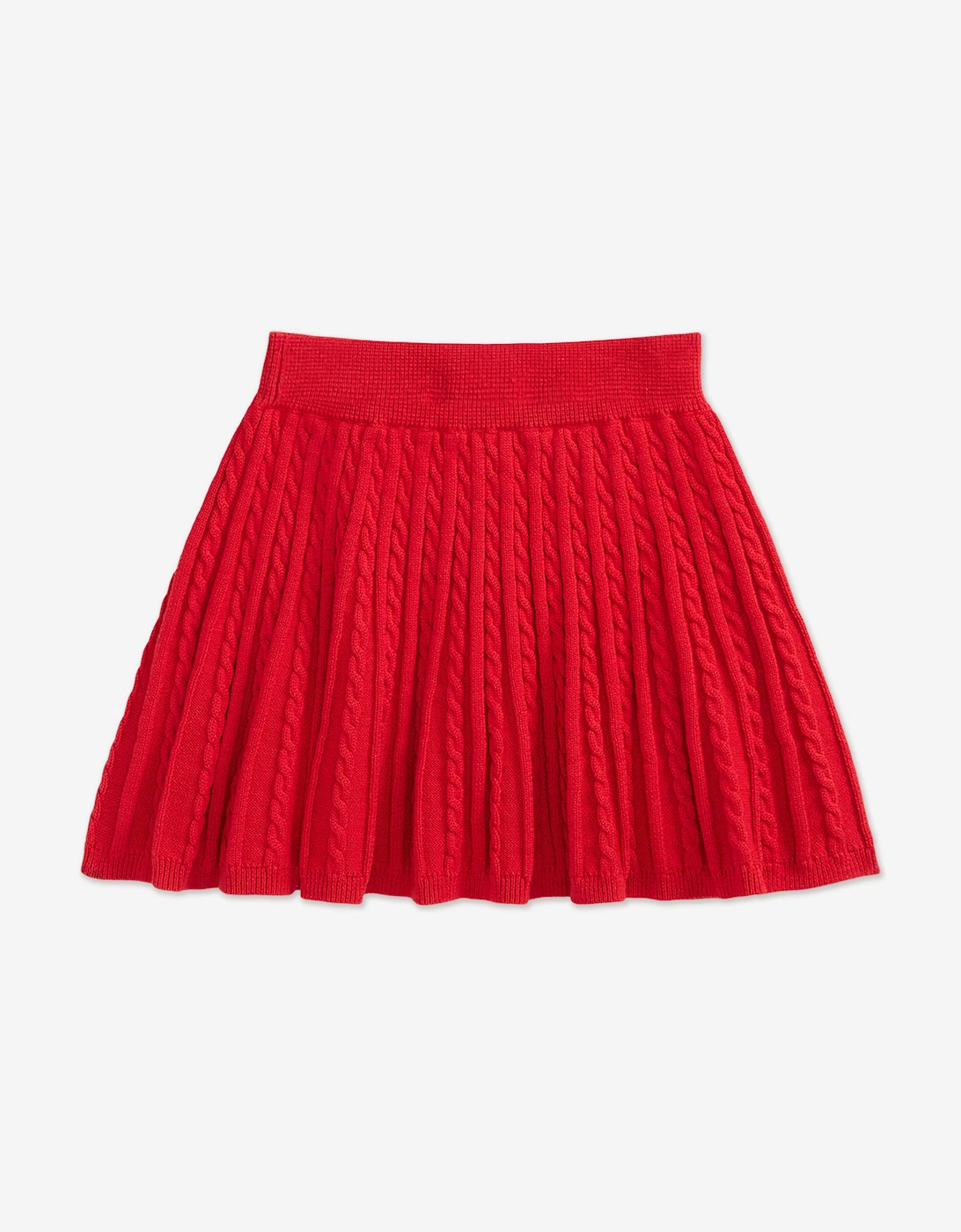 Girls Mini Cable Knit Skirt Set in Red