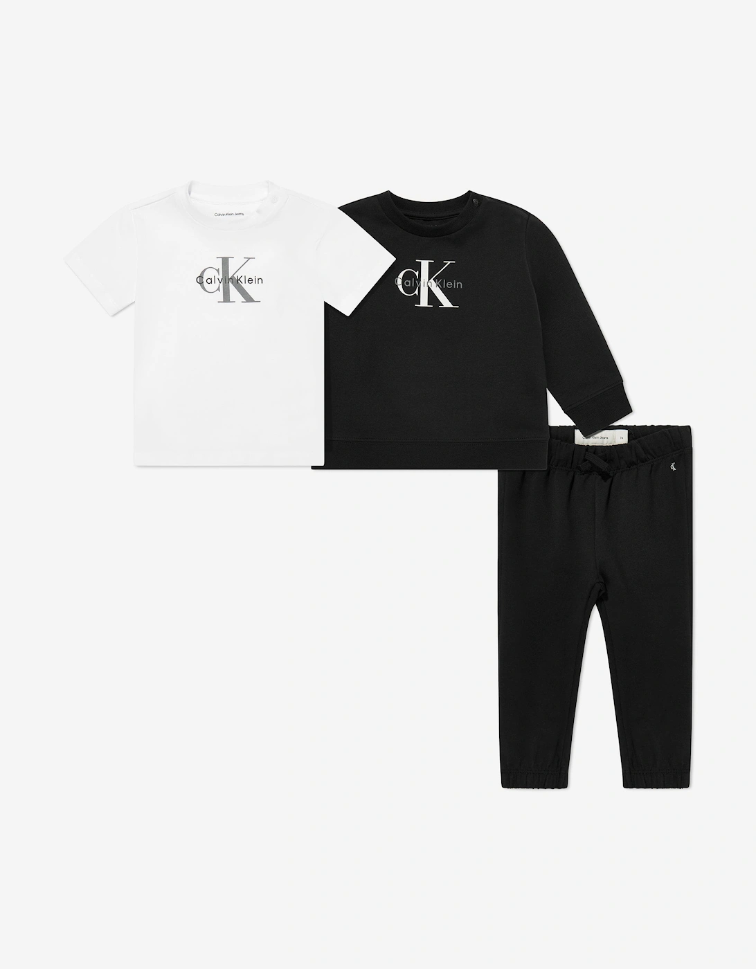 Calvin Klein Girls Multi Baby 'S Baby Monogram Tracksuit Gift Set In Black - Size: 3-6 Months/6-9 Months Kids