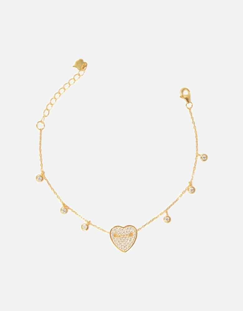 Sterling silver gold plated heart bracelet