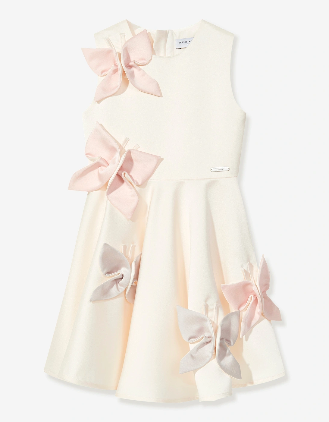 Girls Satin Butterfly Dress in Ivory, 5 of 4