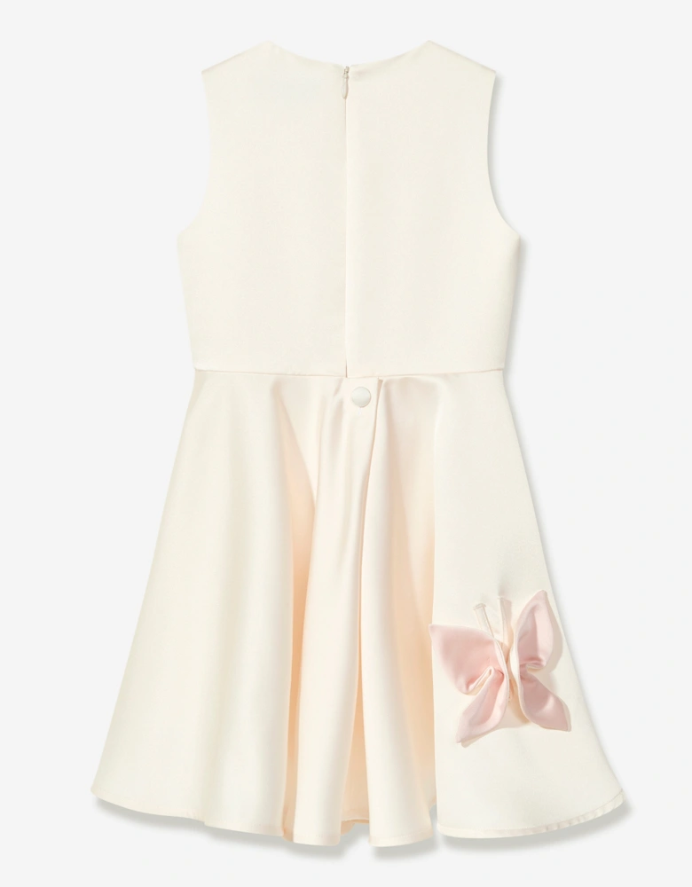 Girls Satin Butterfly Dress in Ivory