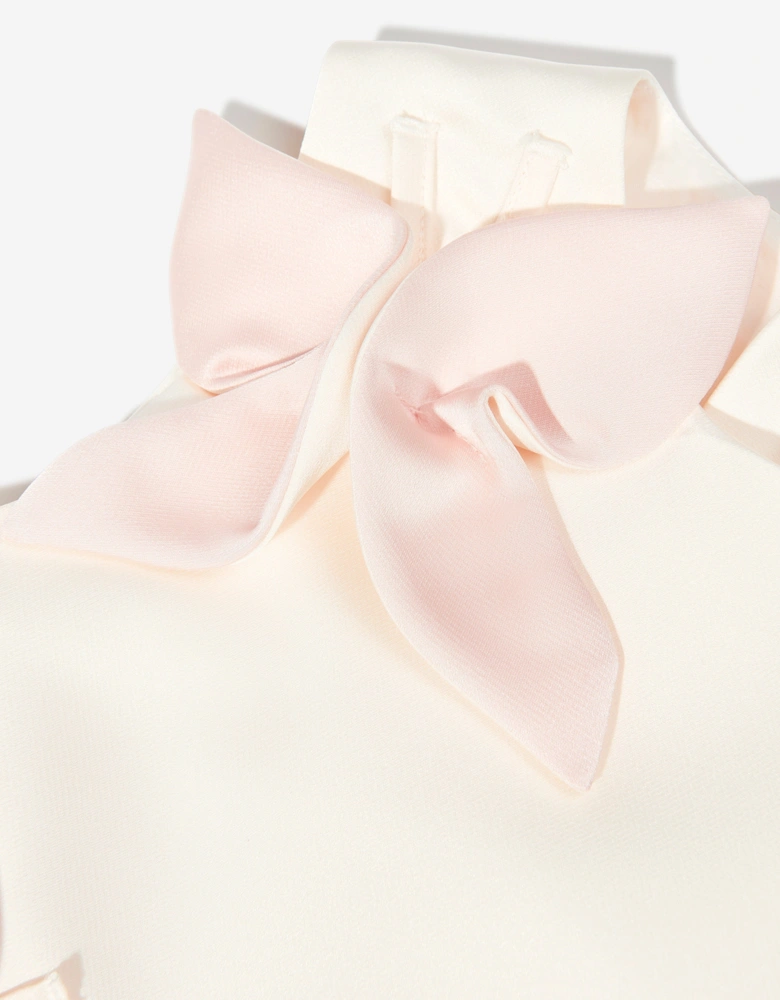 Girls Satin Butterfly Dress in Ivory