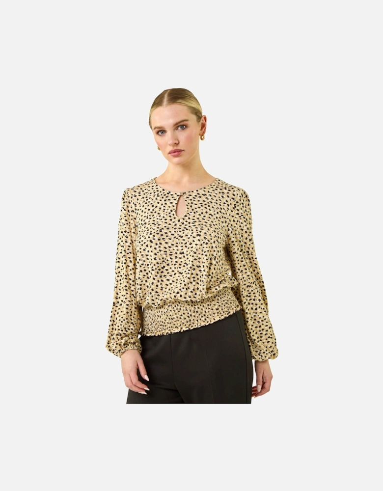 Petite Printed Shirred Band Top