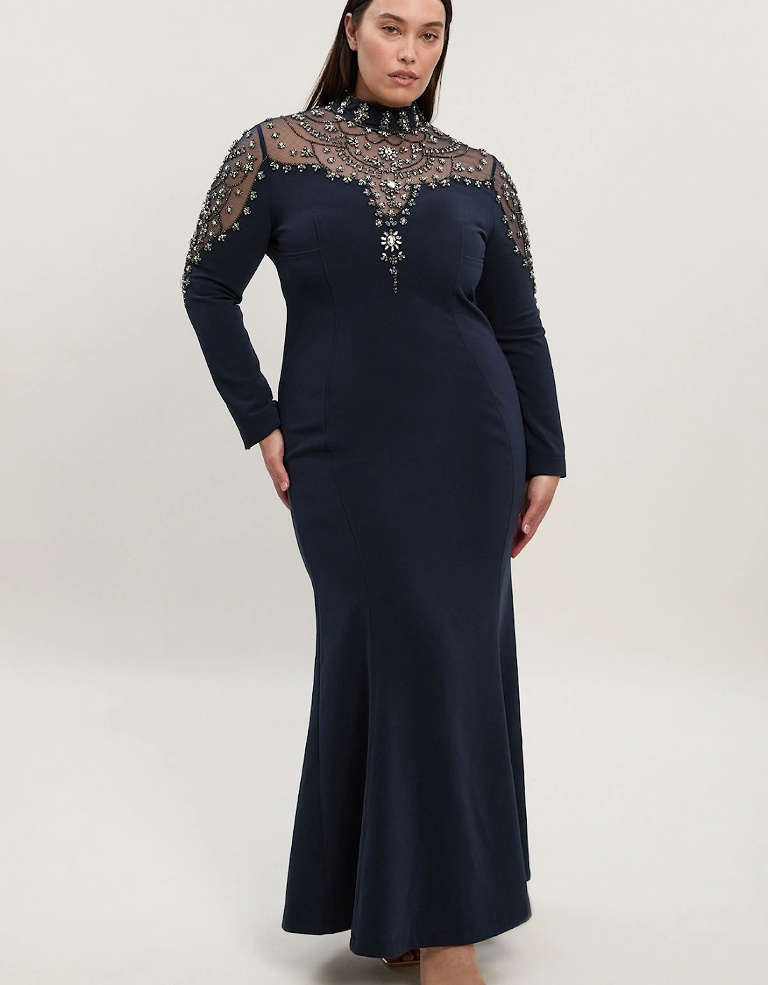 Plus Size Premium Crystal Embellished Woven Maxi Dress, 2 of 1