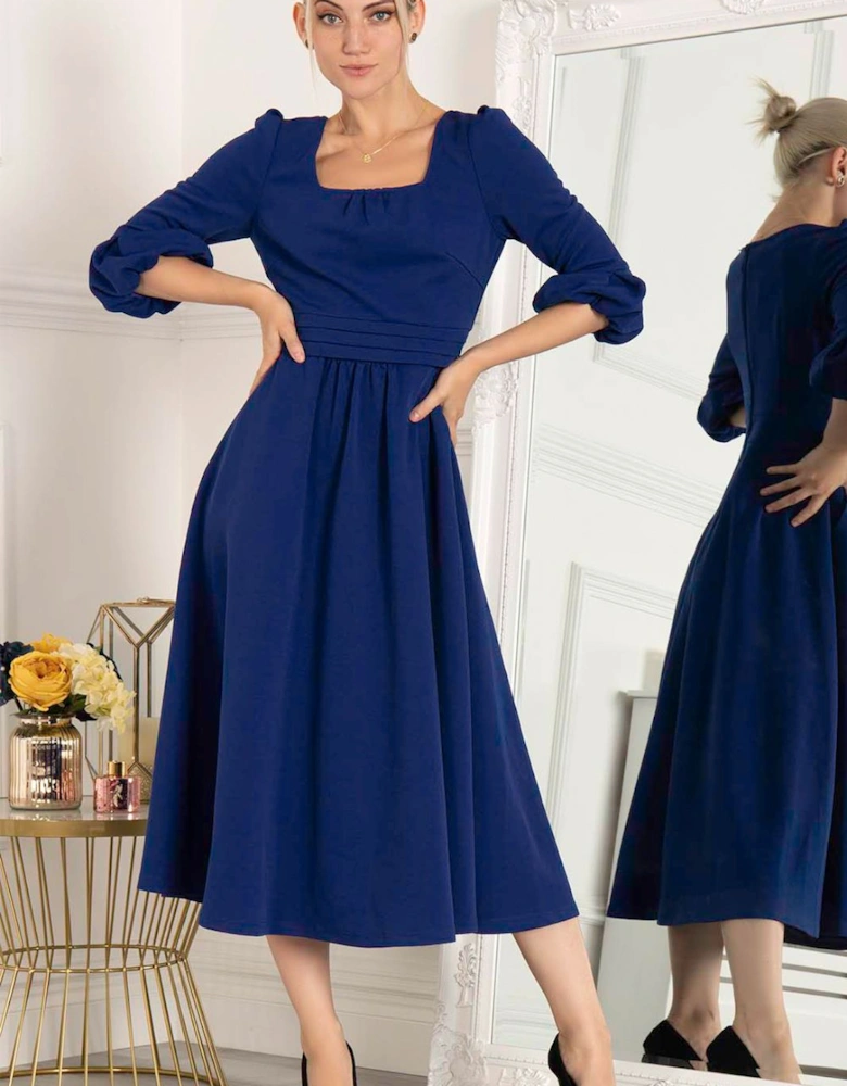 Bell Sleeve Flare Midi Dress
