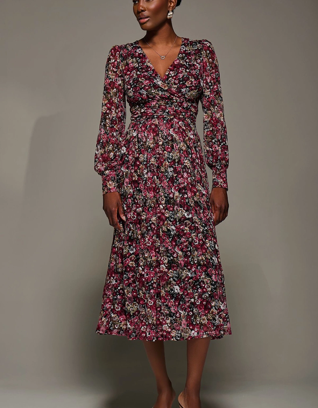 Long Sleeve Printed Lace Maxi Dress, 2 of 1