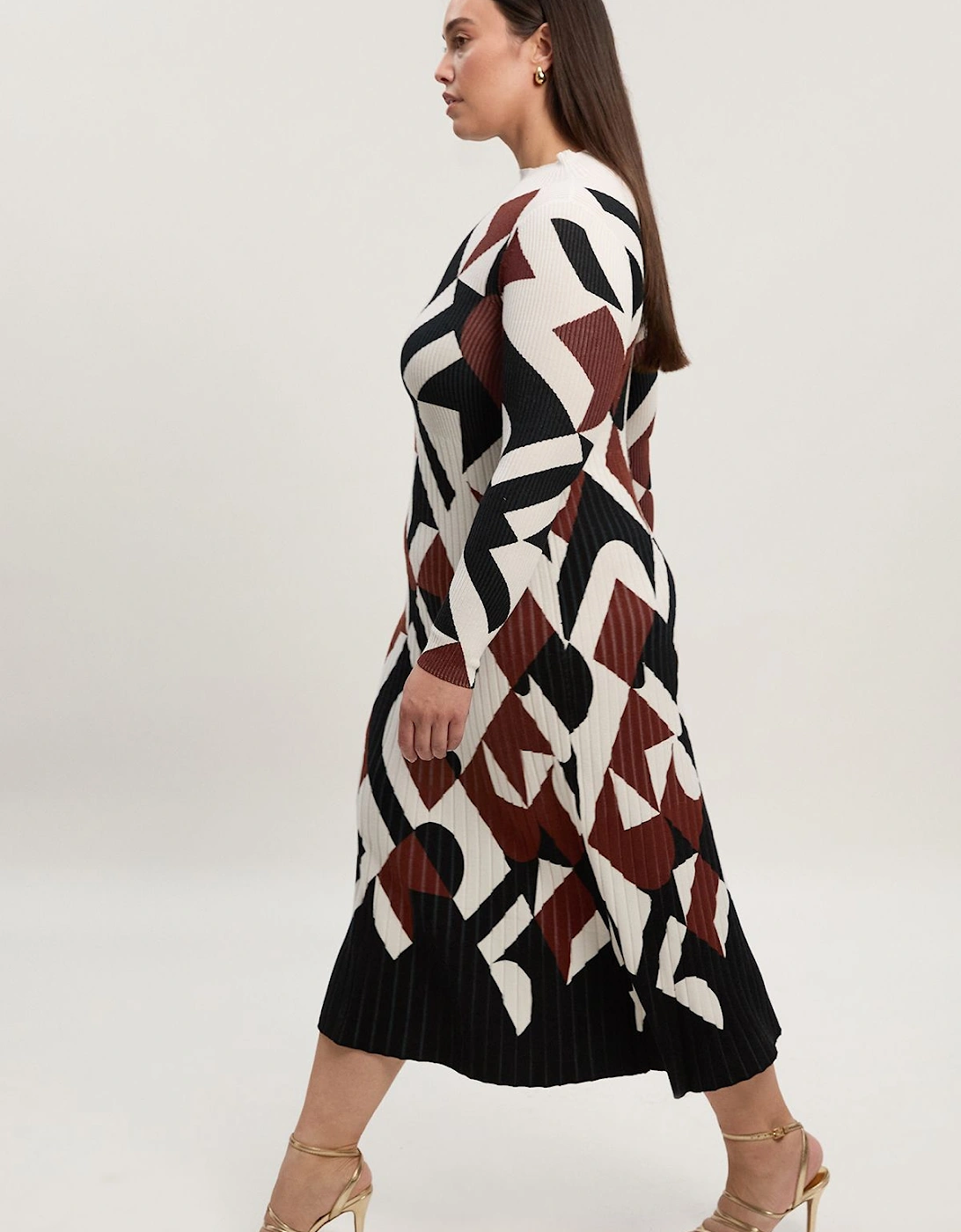 Plus Size Geo Jacquard Knit Maxi Dress, 2 of 1