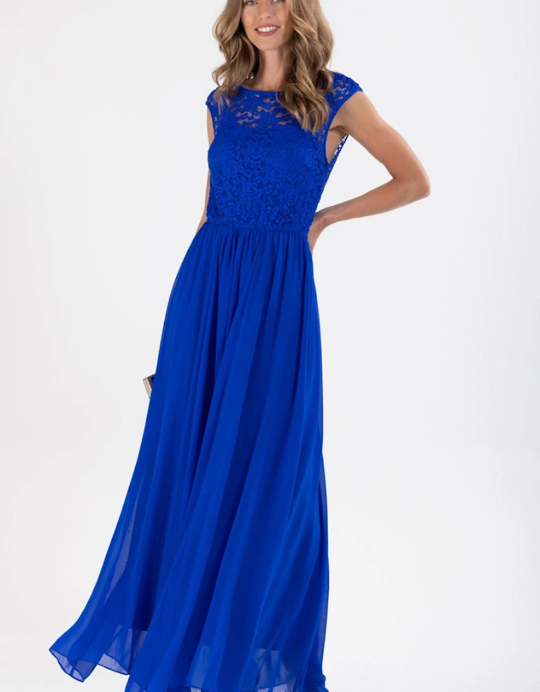 Lace Bodice Chiffon Maxi Dress