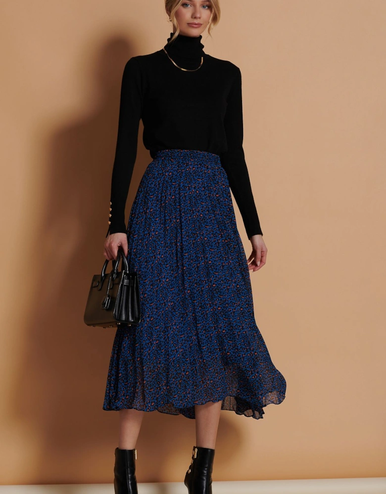 Saige Print Pleated Maxi Skirt