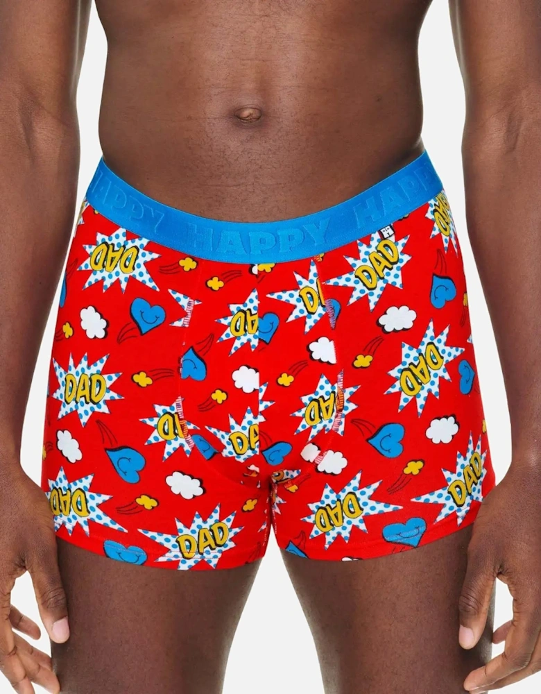 2-Pack Super Dad Boxer Trunks Gift Box, Blue/Red
