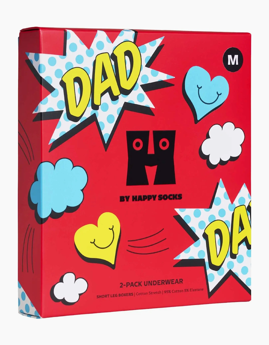 Happy Socks Men's Blue 2-Pack Super Dad Boxer Trunks Gift Box, /Red - Size: 32/30/31