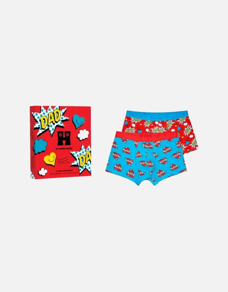 2-Pack Super Dad Boxer Trunks Gift Box, Blue/Red