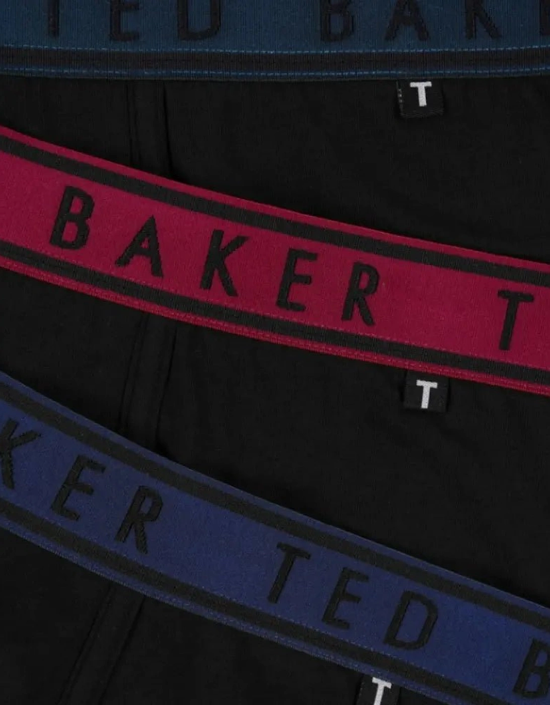 3-Pack Contrast Waistband Boxer Briefs, Black w/ blue/pool/burgundy