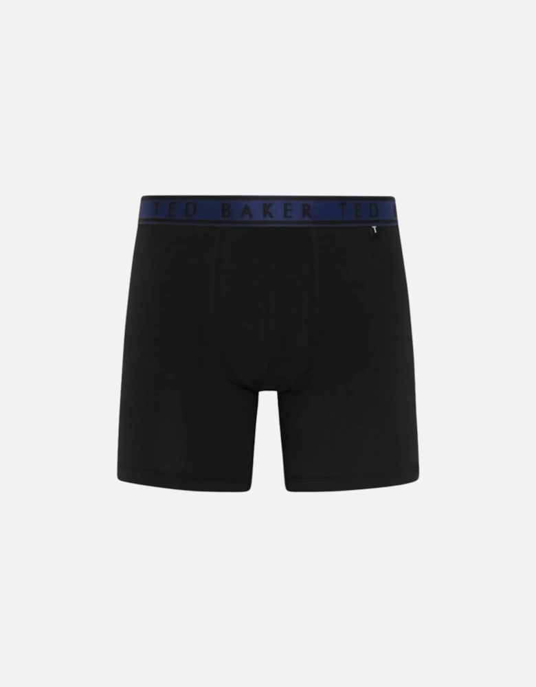 3-Pack Contrast Waistband Boxer Briefs, Black w/ blue/pool/burgundy