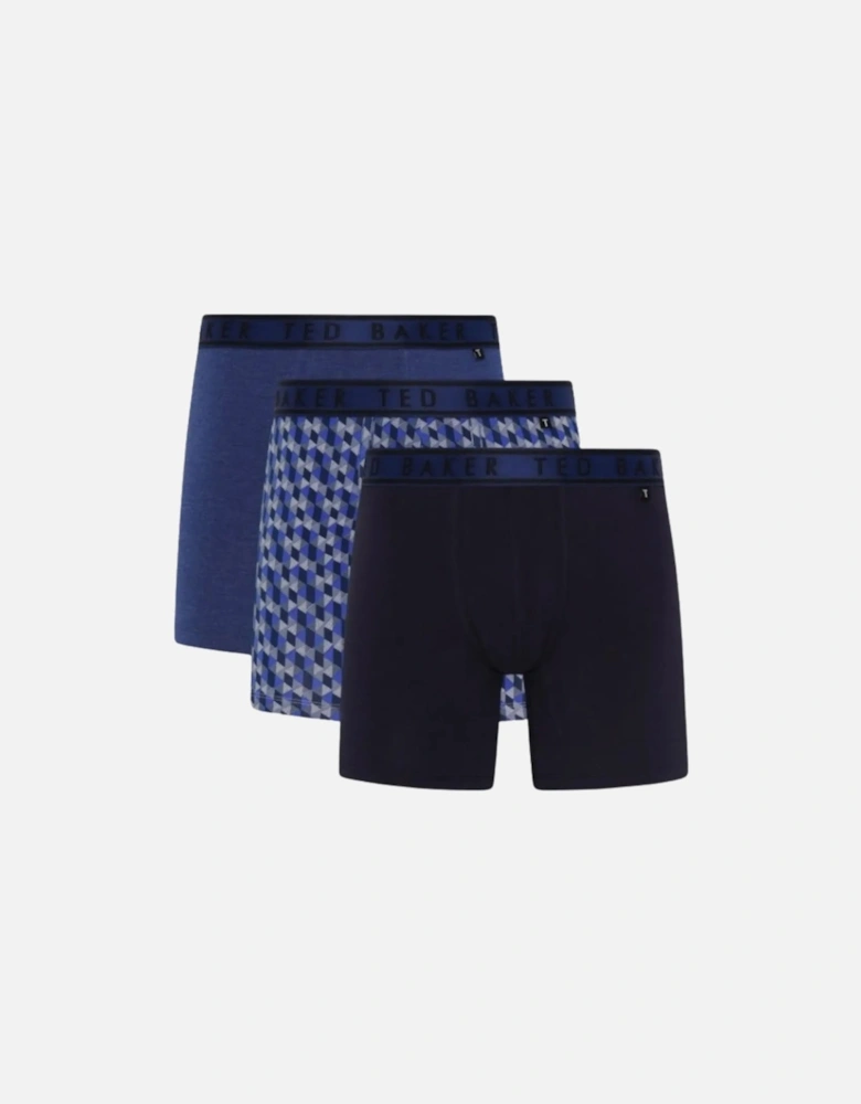 3-Pack Geo Print Boxer Briefs, Blue/Navy