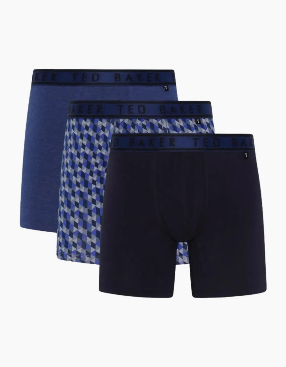 Ted Baker Men's Black 3-Pack Geo Print Boxer Briefs, Blue/Navy - Size 33/32/32