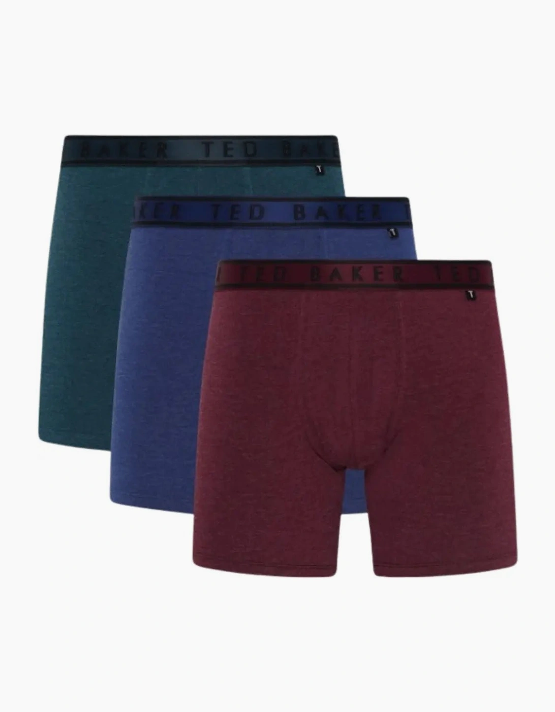 Ted Baker Men's 3-Pack Coloured Boxer Briefs, Blue/Pool/Burgundy - Size: 37/36/32