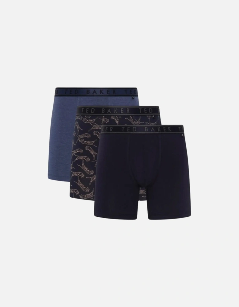 3-Pack Tigers Print Boxer Briefs, Denim/Navy