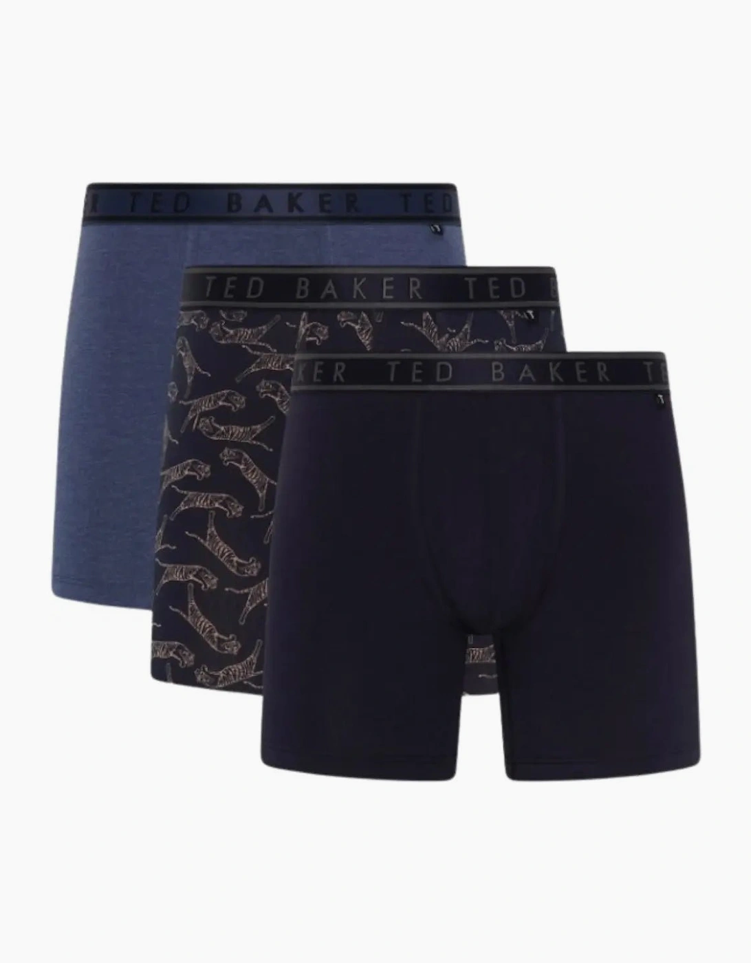 Ted Baker Men's Black 3-Pack Tigers Print Boxer Briefs, Denim/Navy - Size 37/36/32