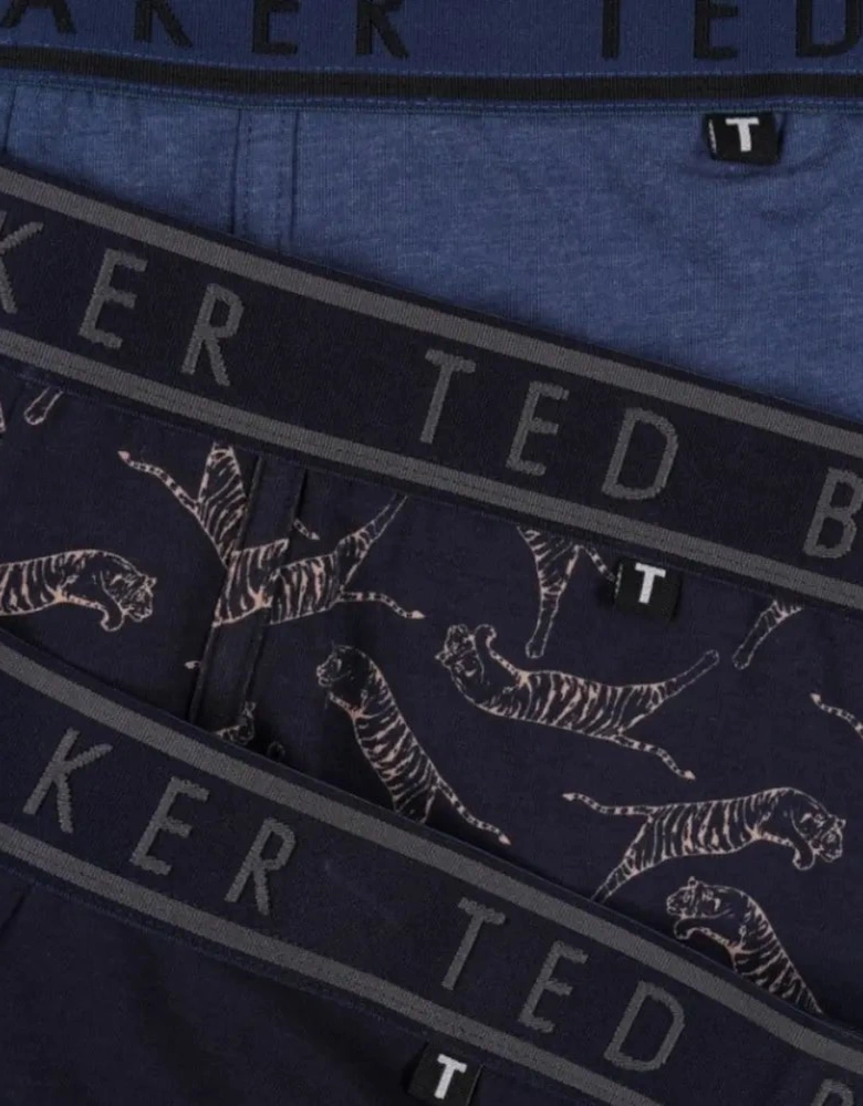 3-Pack Tigers Print Boxer Briefs, Denim/Navy