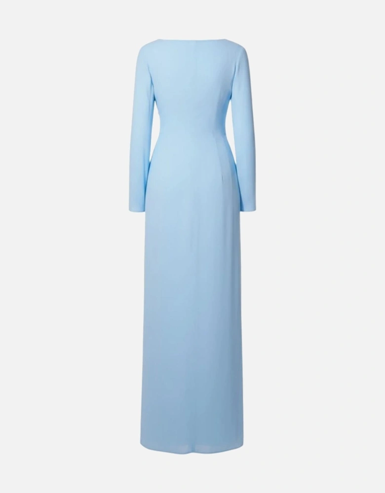 Crescent Shell Bell Sleeve Dress - Blue