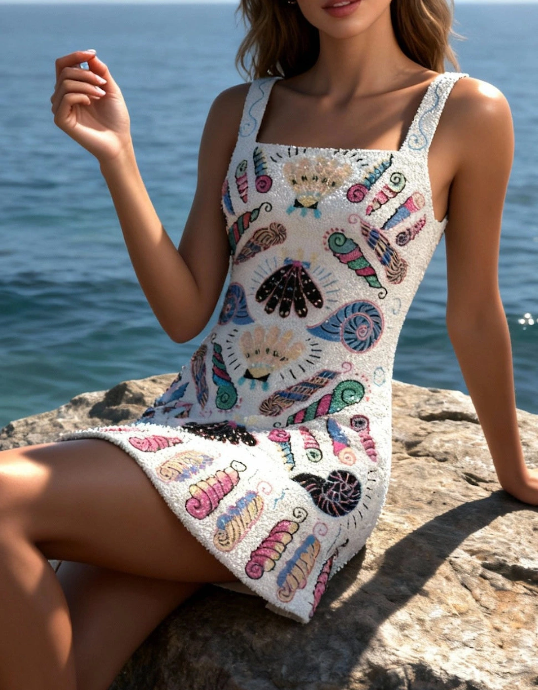 x Zandra Rhodes Dream Shell Mini Dress White