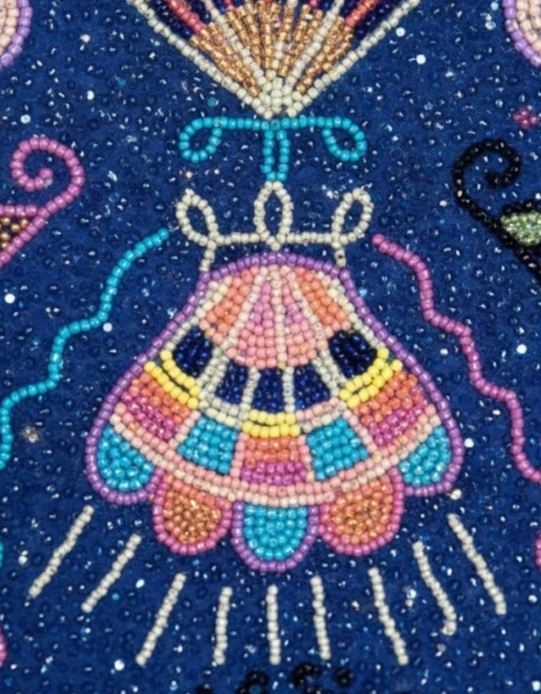 x Zandra Rhodes Dream Shell Hand Beaded Swimsuit Purple