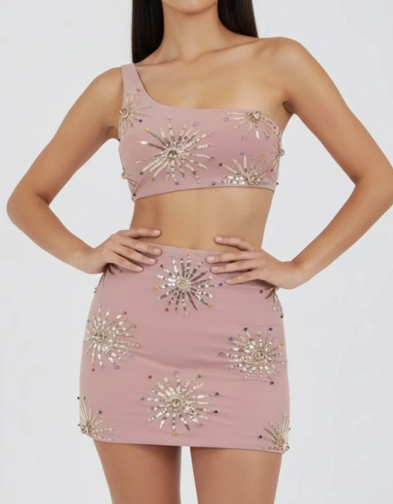 Callie Co-ord Top - Beige/Peach