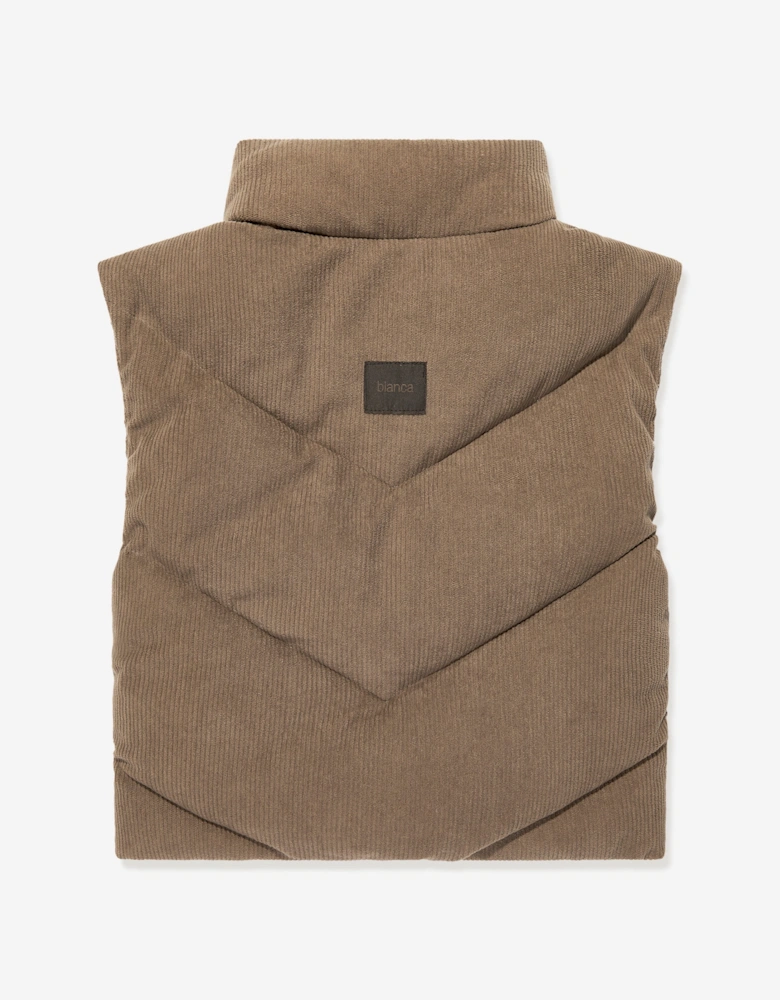Girls Padded Velour Gilet in Brown