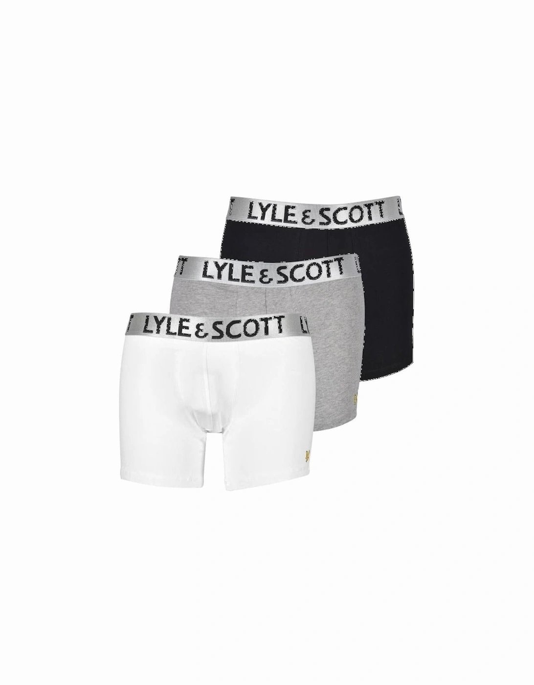 3-Pack Satin Waistband Boxer Briefs, Black/White/Grey, 7 of 6