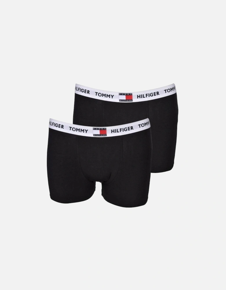 2-Pack Organic Cotton Luxe Logo Boys Boxer Trunks, Black