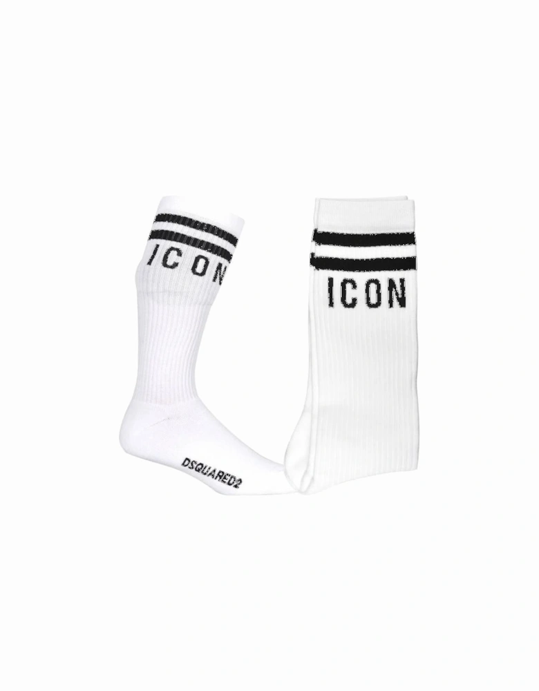 ICON Stripes Logo Sports Socks, White/black