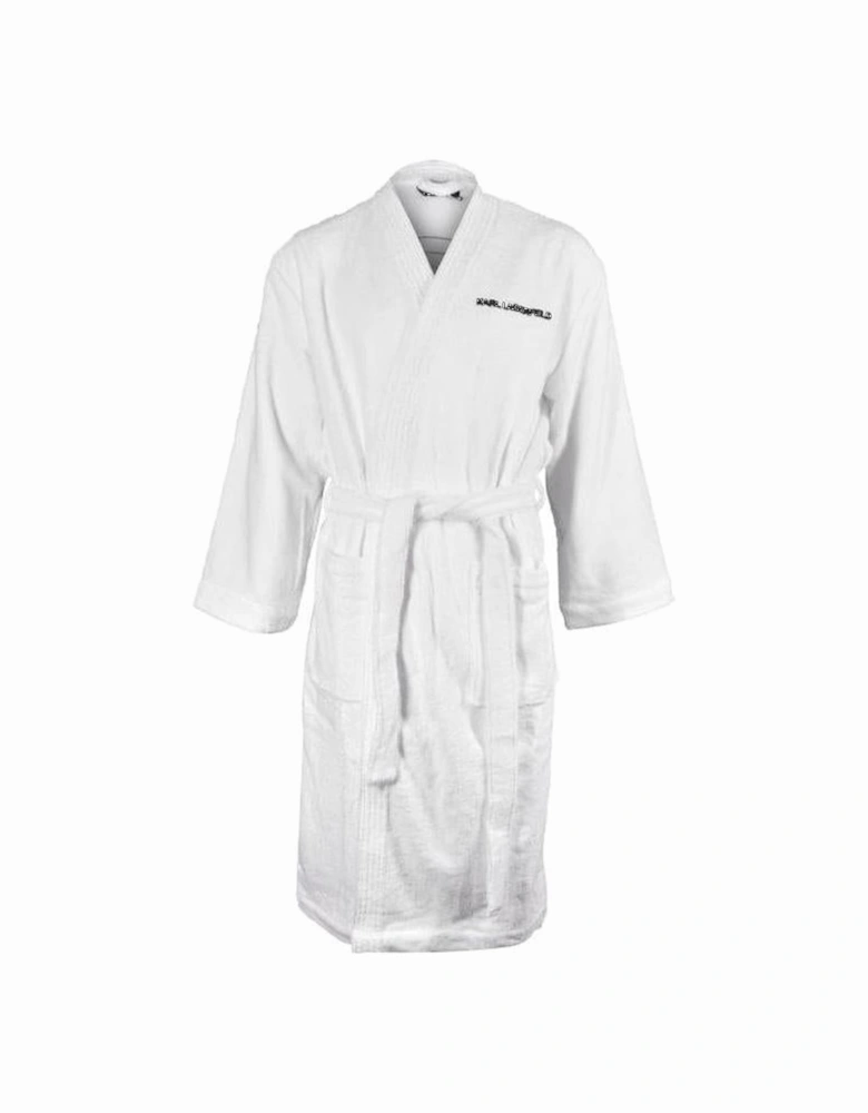 Ikonik 2.0 Logo Towelling Bathrobe, White
