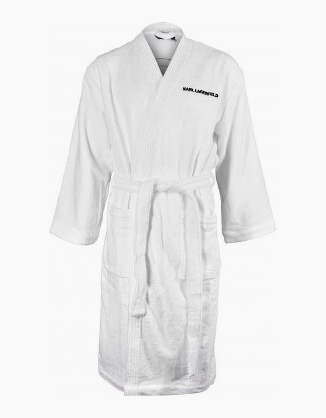 Karl Lagerfeld Men's Ikonik 2.0 Logo Towelling Bathrobe, White - Size: 40