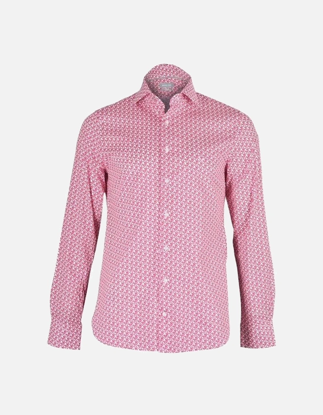 Diagonal Logo Print Cotton Stretch Slim-Fit Shirt, Cherry Red, 6 of 5