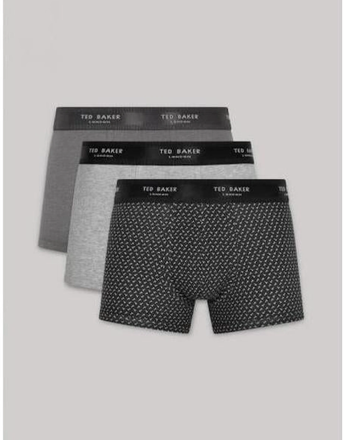 3-Pack Cotton Stretch Boxer Trunks, Black, Floral, Grey/Black, 6 of 5