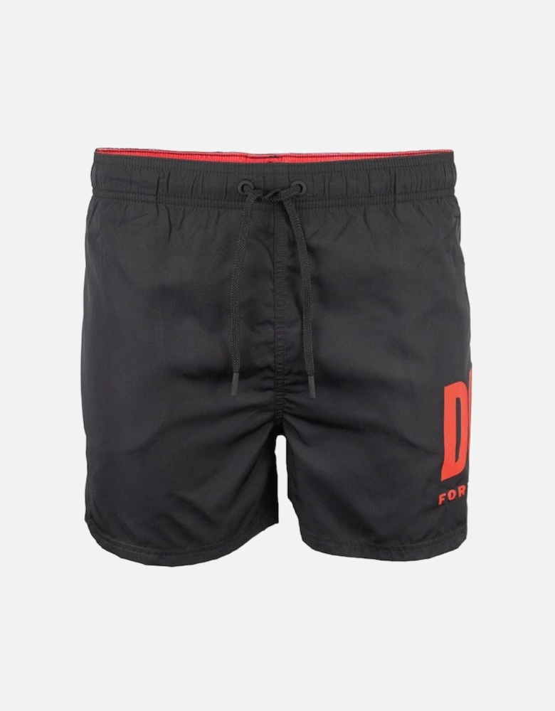 Logo Print Swim Shorts, Black
