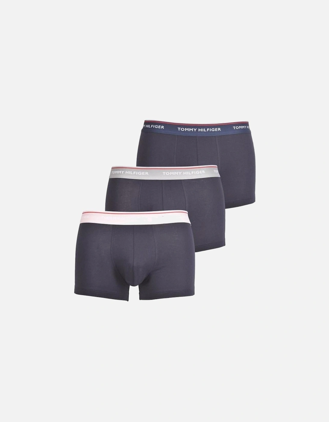 3-Pack Cotton Stretch Boxer Trunks, Navy with grey/pink, 8 of 7