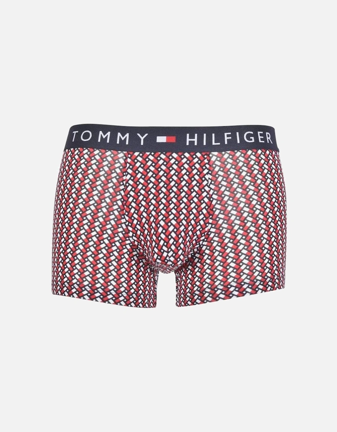Cotton Stretch Geometric Boxer Trunk, Navy/red, 4 of 3