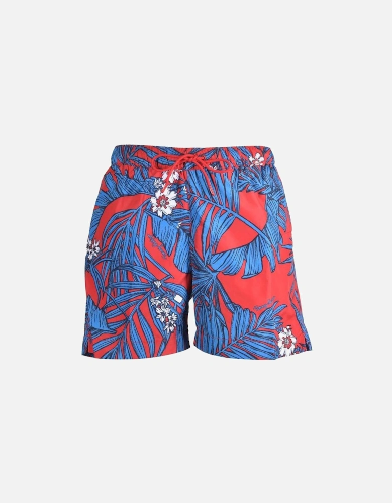Tropical Swim Shorts, Red/blue