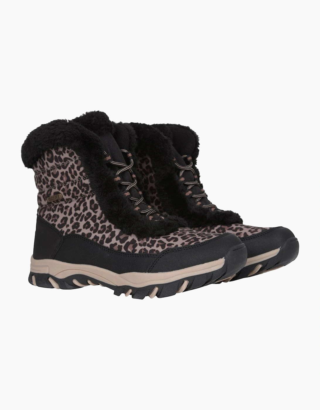 Mountain Warehouse Women's Black Ohio Leopard Print Thermal Snow Boots - 9 Uk - 100% Mixed - Image 2