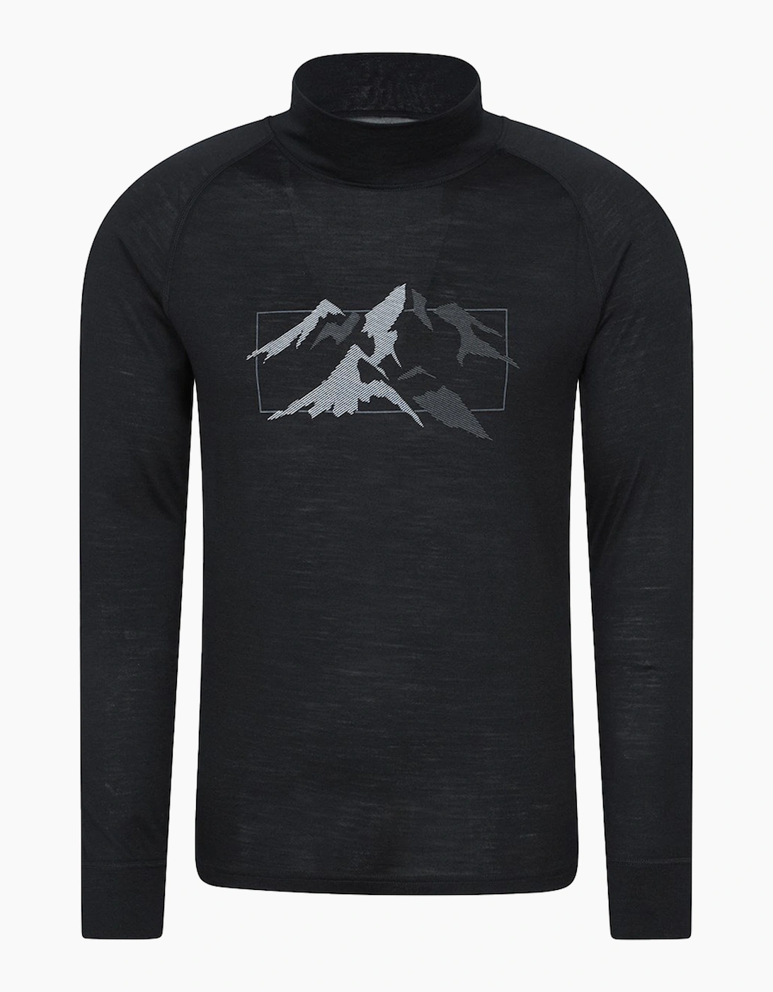 Mountain Warehouse Unisex Black Adult Quest Merino Wool Long-Sleeved Thermal Top - Size: 4