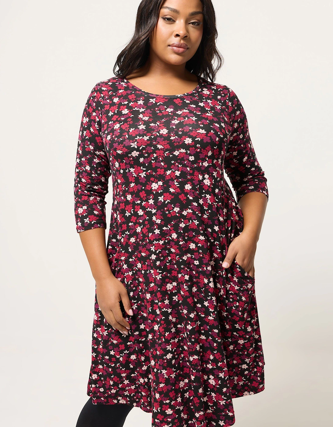 Ditsy Floral Drape Pocket Dress, 2 of 1