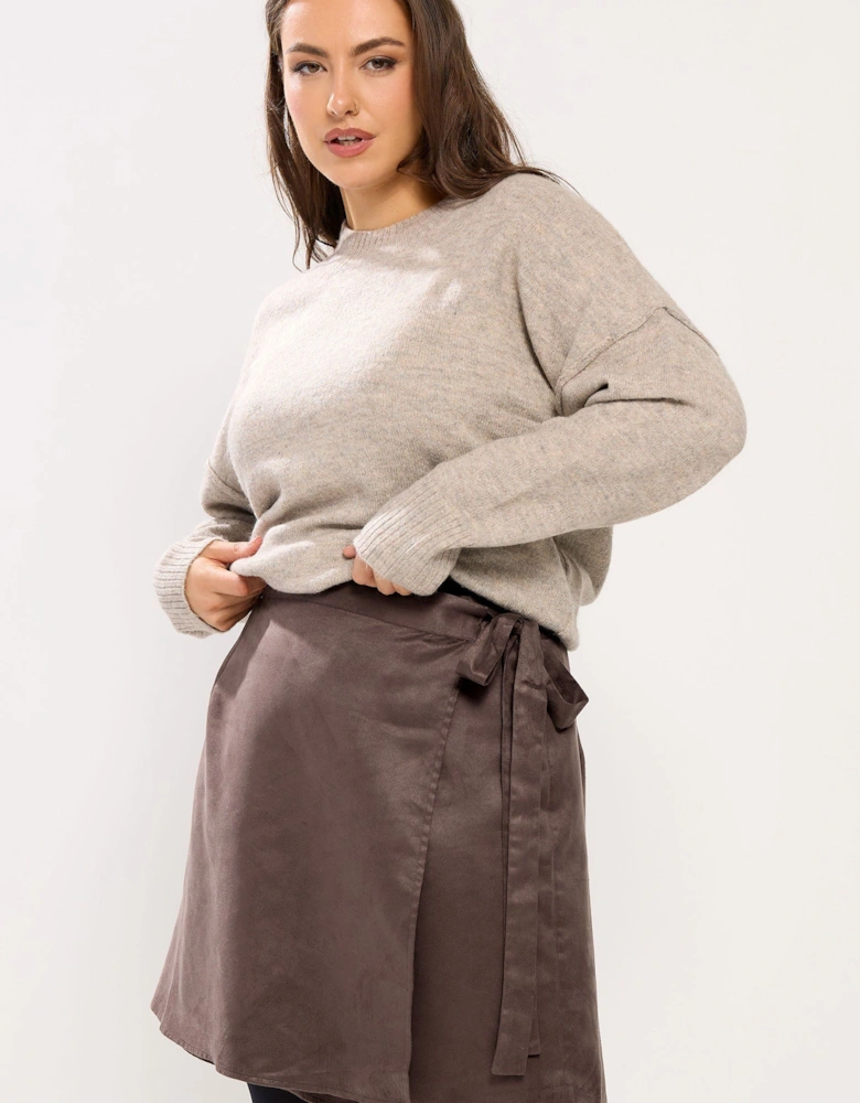 Faux Suede Wrap Mini Skirt