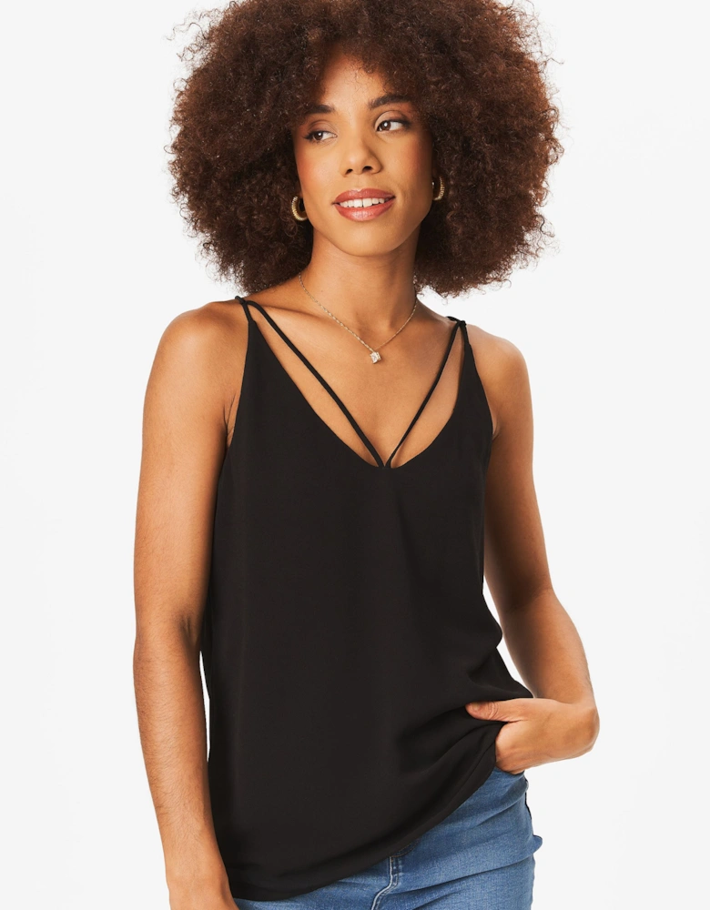 Black Plain Strappy Cami Top